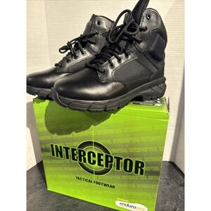 Interceptor Men's Black Leather Tactical 6" Soft Toe Guard Boots Size 9